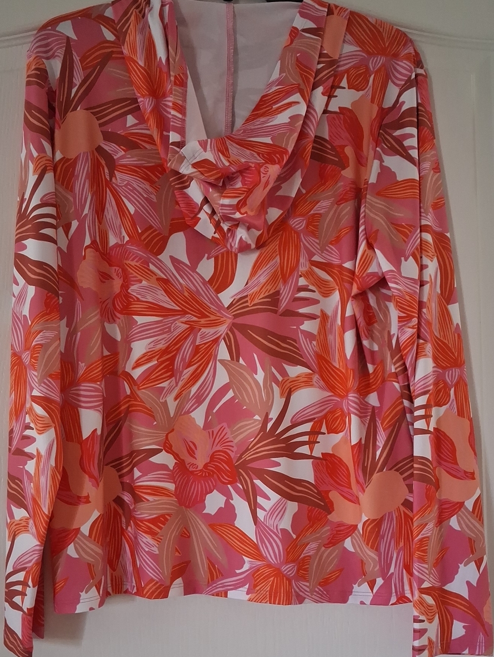 Caribbean Joe Pink & Orange Floral Zip Jacket - Picture 3 of 4